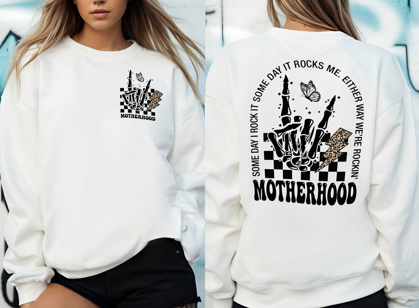Motherhood Sometimes I Rock It Sometimes It Rocks Me Shirt, Mama Shirt, Mom Shirt, Rocker Mom Gifts, Mothers Day Gift Shirt, Rocker Mama Tee, Front & Back Design Shirt, Trend Shirt