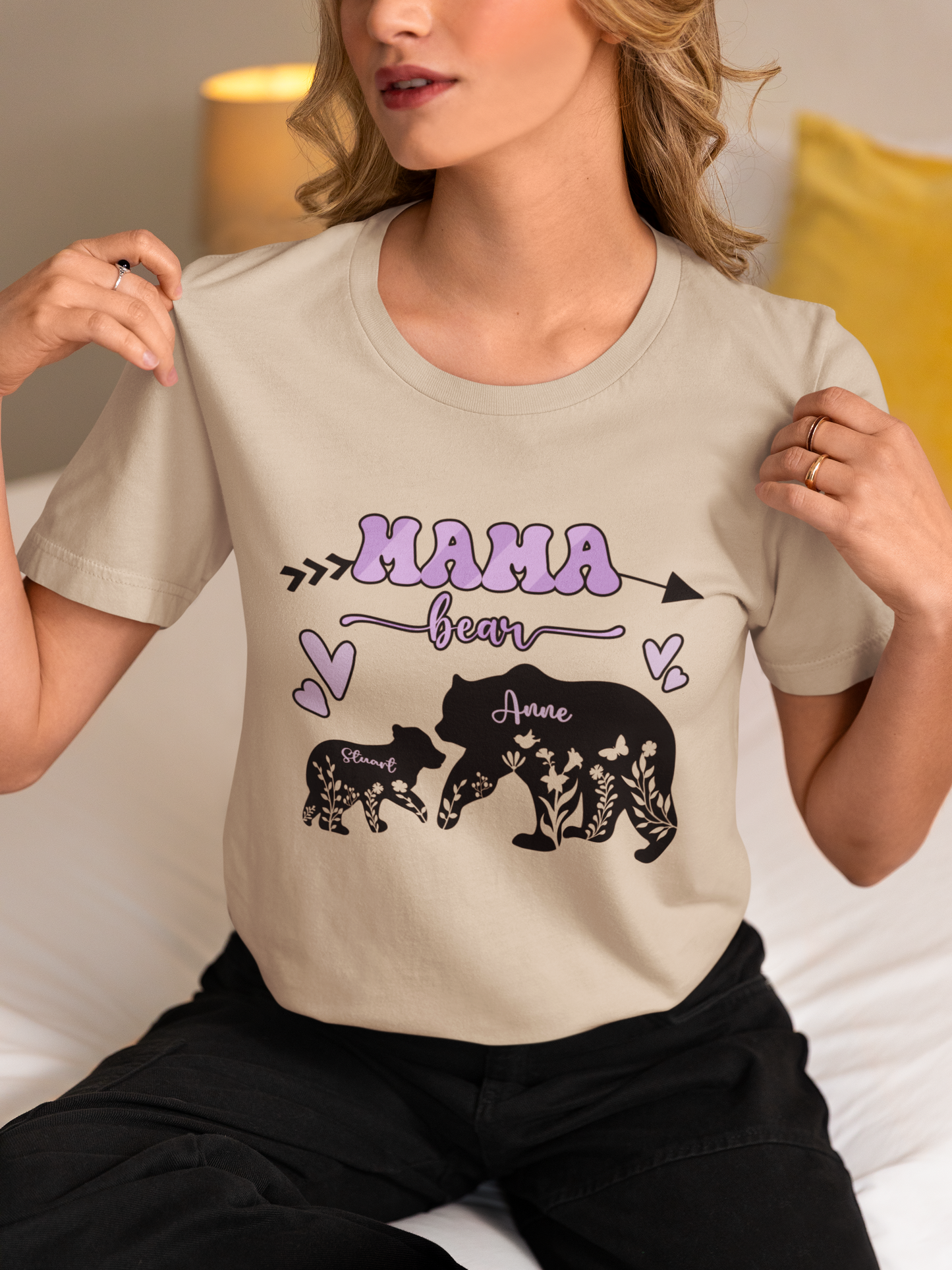 Mama Bear Shirt, Personalized Name For Mother's Day Shirt, Customized Bear Family Shirt, Gift For Mom, Floral Mama Bear Shirt