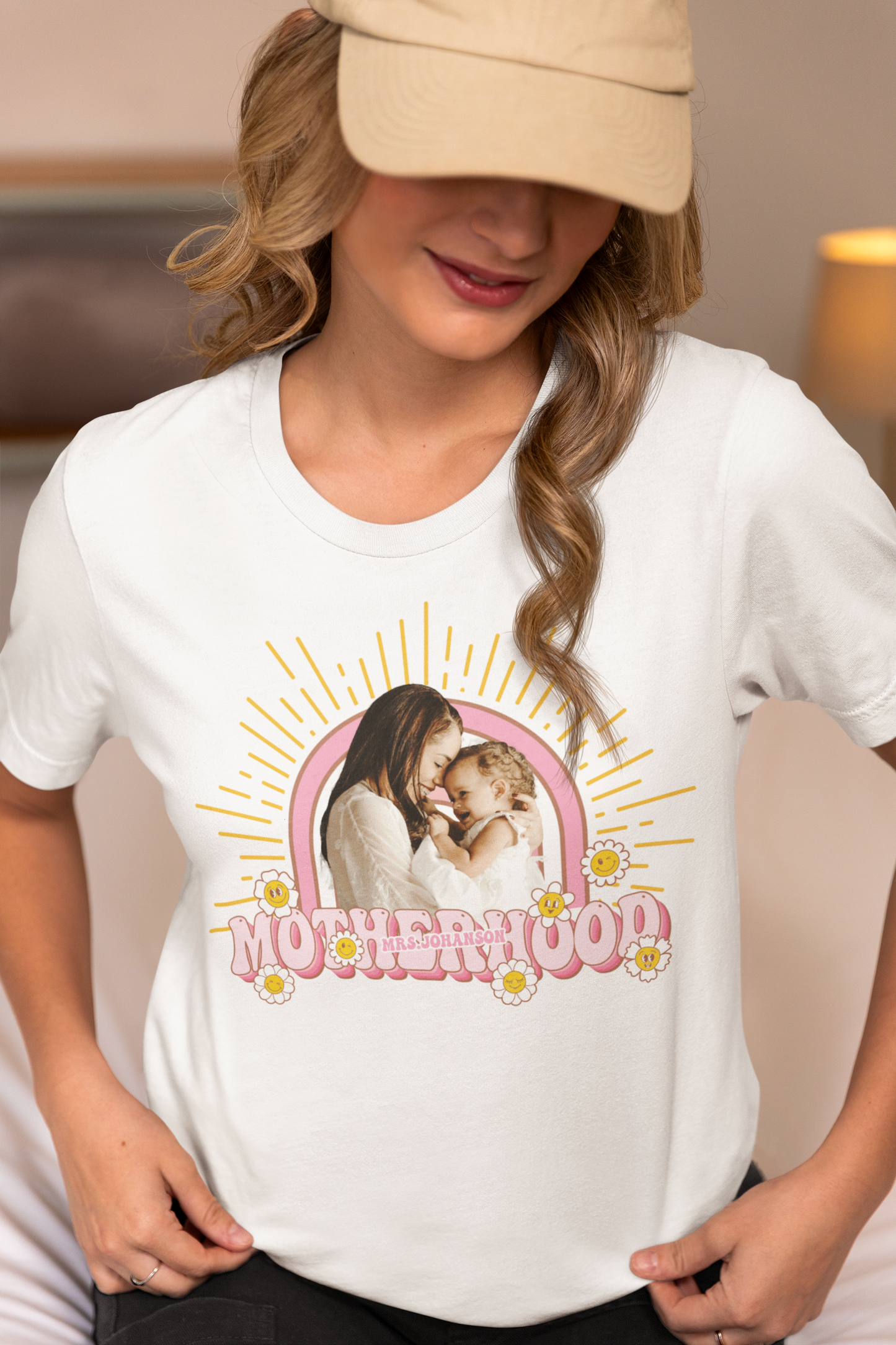 Mother's Day Shirt, Floral Mom Shirt, Customized Photo For Mother Day Shirt, Retro Rainbow Floral Shirt