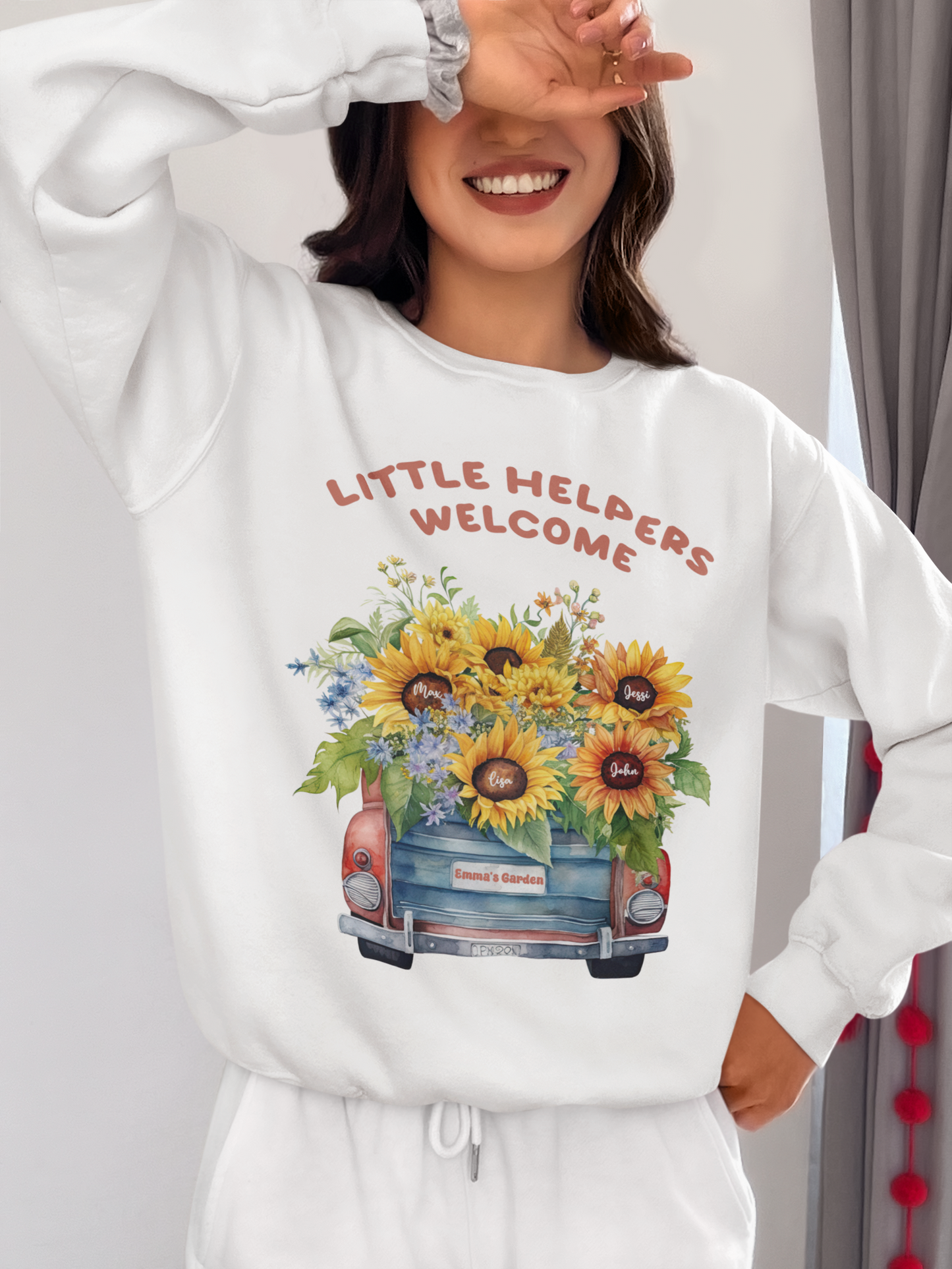 Little Helpers Welcome Shirt, Personalized Name Shirt, Mother's Day Shirt, Customized Mother's Day Shirt, Floral Truck Shirt, Sunflower Truck Shirt, Personalized Kid's Name Shirt, Sunflower Custom Name Shirt, Mama Baby Tee, Gift For Mom Mother's Day Ideas