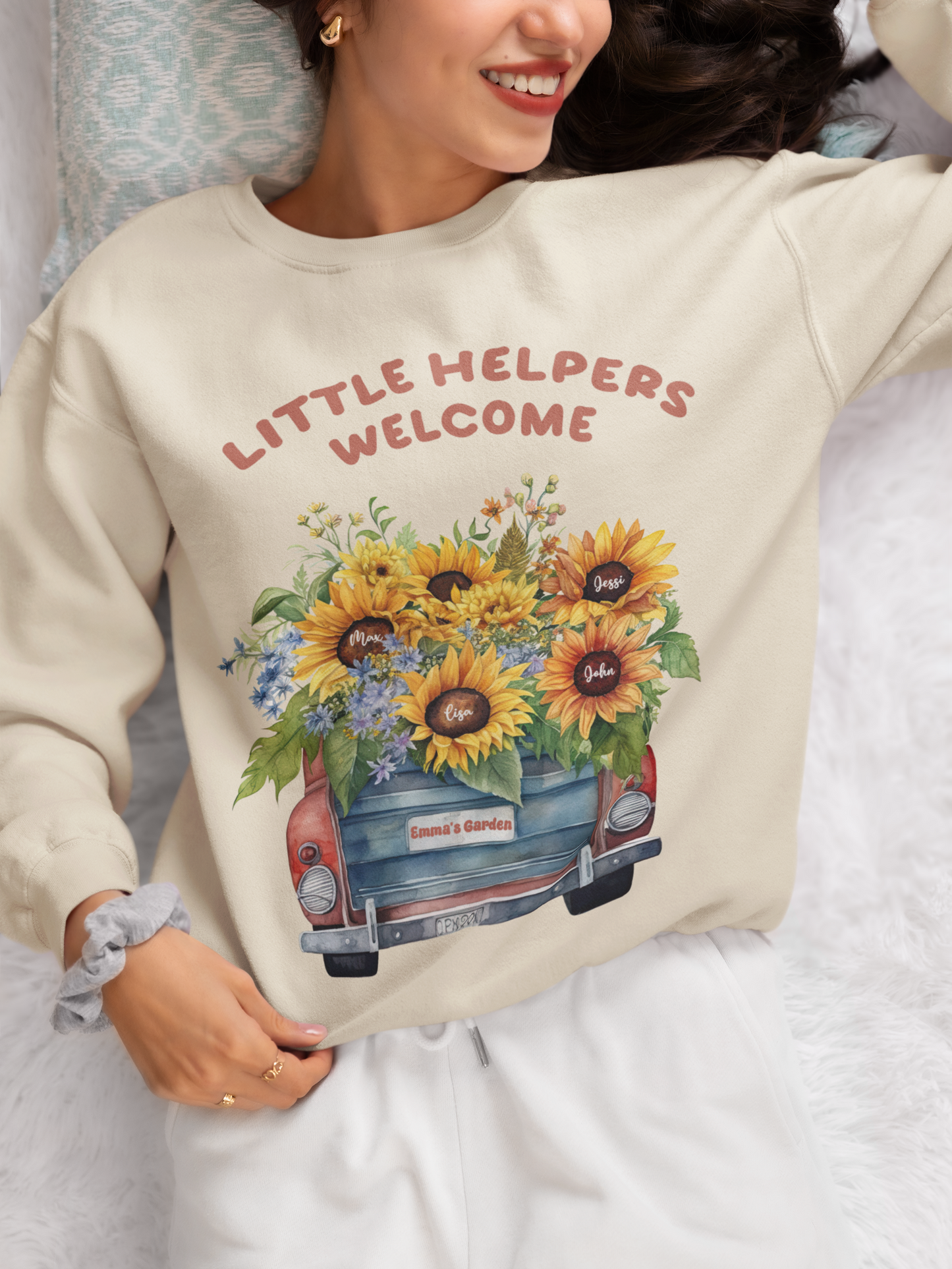 Little Helpers Welcome Shirt, Personalized Name Shirt, Mother's Day Shirt, Customized Mother's Day Shirt, Floral Truck Shirt, Sunflower Truck Shirt, Personalized Kid's Name Shirt, Sunflower Custom Name Shirt, Mama Baby Tee, Gift For Mom Mother's Day Ideas