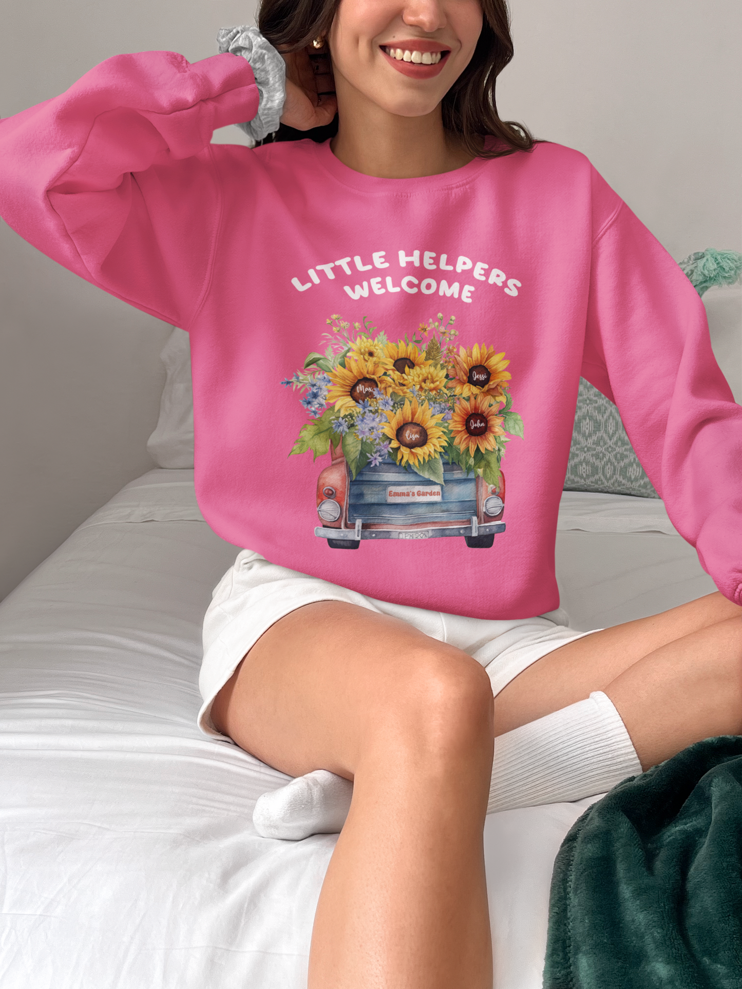 Little Helpers Welcome Shirt, Personalized Name Shirt, Mother's Day Shirt, Customized Mother's Day Shirt, Floral Truck Shirt, Sunflower Truck Shirt, Personalized Kid's Name Shirt, Sunflower Custom Name Shirt, Mama Baby Tee, Gift For Mom Mother's Day Ideas