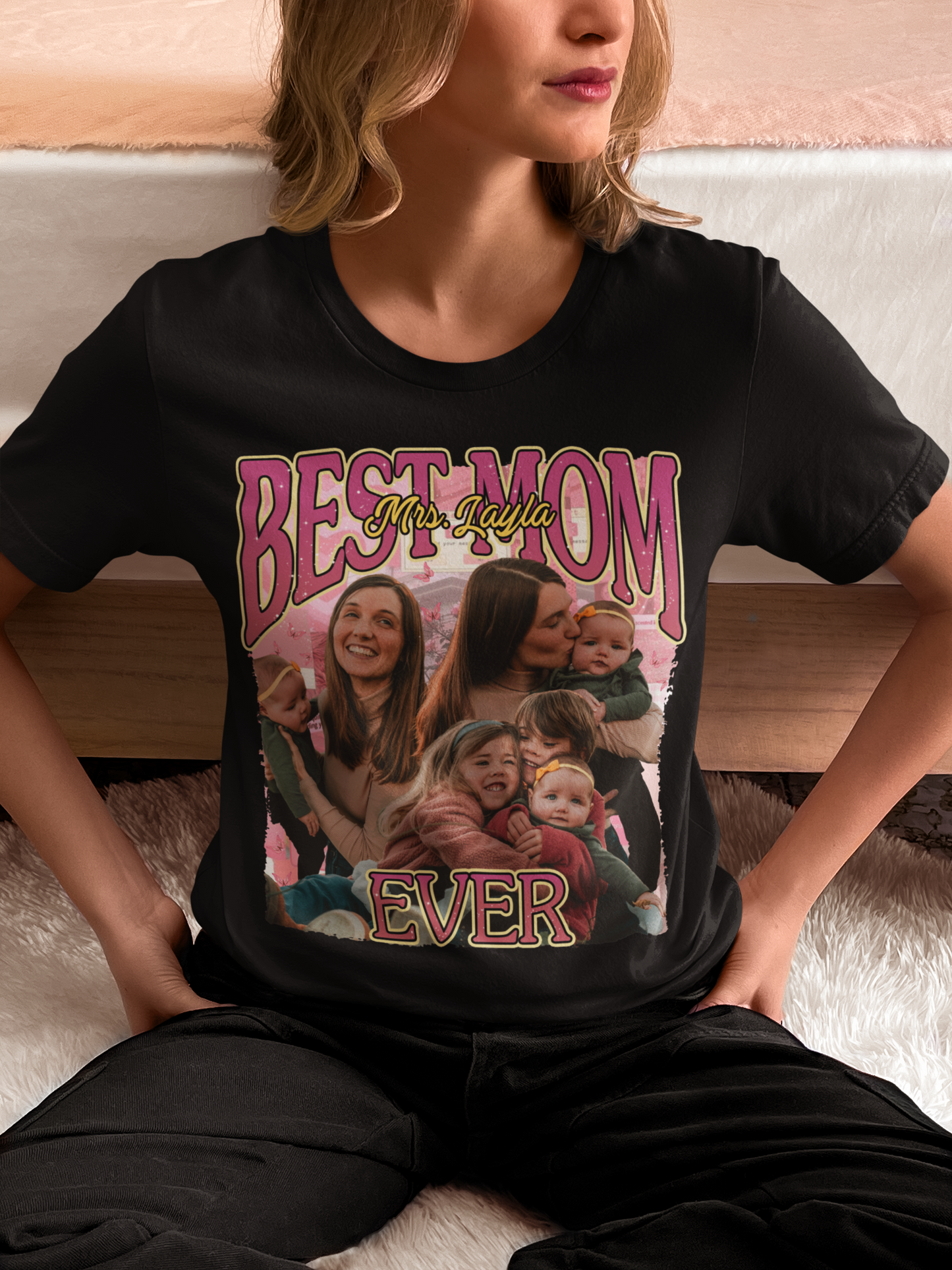 Custom Photo Best Mommy Ever - Family Personalized Custom Unisex T-shirt, Customized Collage Mother's Photo, Custom Mother's Name Shirt, Best Mom Ever Shirt. Best Mother's Day Gift Idea, Customized Photo For Mother's Shirt, Happy Mother's Shirt