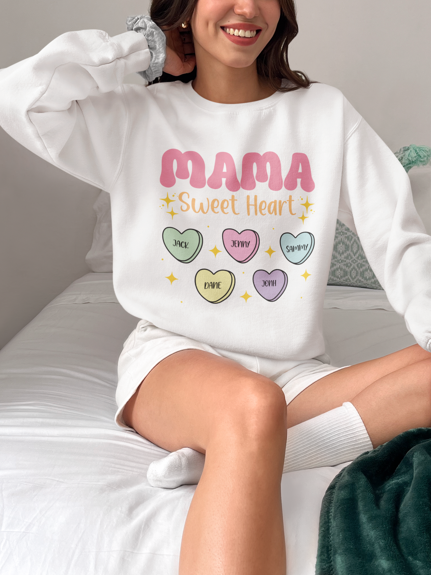 Mother's Day Sweet Heart Shirt, Personalized Kid's Name Shirt, Sweet Heart Candy Shirt, Sweet Mama Shirt, Gift For Mom