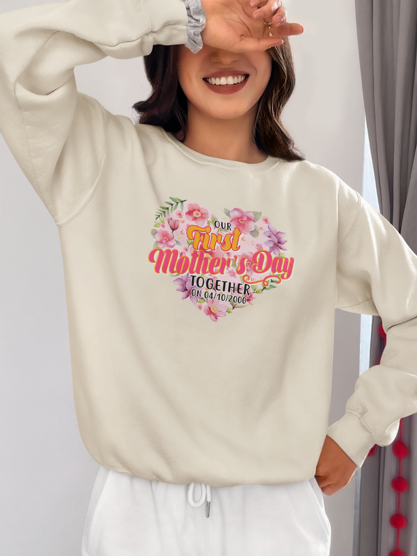 Our First Mother's Day Together Shirt, Floral Shirt For Mother's Day, Custom Date Shirt, Perosnalized Date Shirt, First Mother's Day 2024 Shirt, Peronalized Mother's Day Gift Shirt, Flowers Mother's Day Shirt