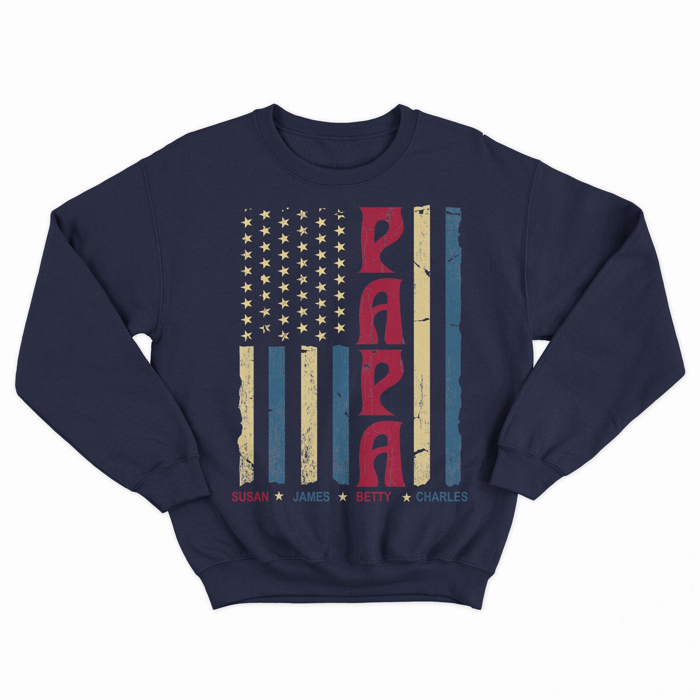 Papa Shirt, Personalized Papa Shirt With Kids Name Flag Shirt, 4th Of July Shirt, Father's Day Shirt ,USA Flag Shirt, Patriot Shirt, Grandpa Shirt