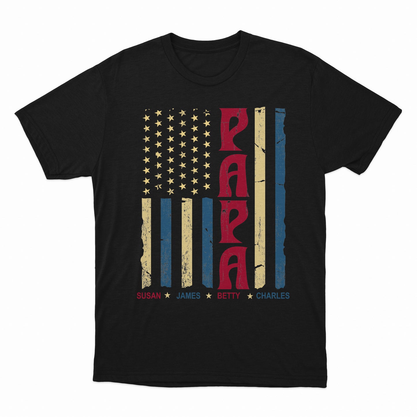 Papa Shirt, Personalized Papa Shirt With Kids Name Flag Shirt, 4th Of July Shirt, Father's Day Shirt ,USA Flag Shirt, Patriot Shirt, Grandpa Shirt
