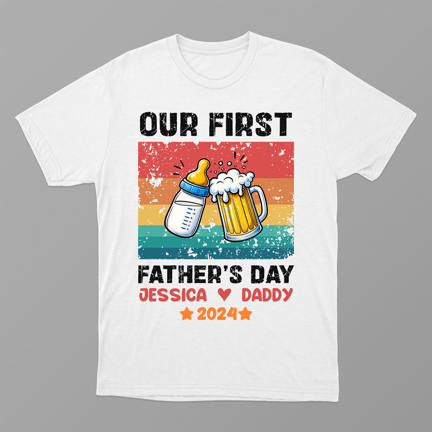 Our First Father's Day Shirts, Our First Fathers Day Matching Shirts Set,  Personalized Name, Fathers Day Gift,  Father's Day Gift, Beer