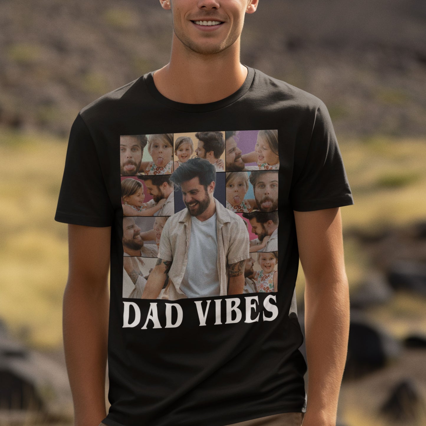 Retro Dad Vibes Shirt, Personalized Dad Collage Photo Shirt, Custom Shirt For Dad