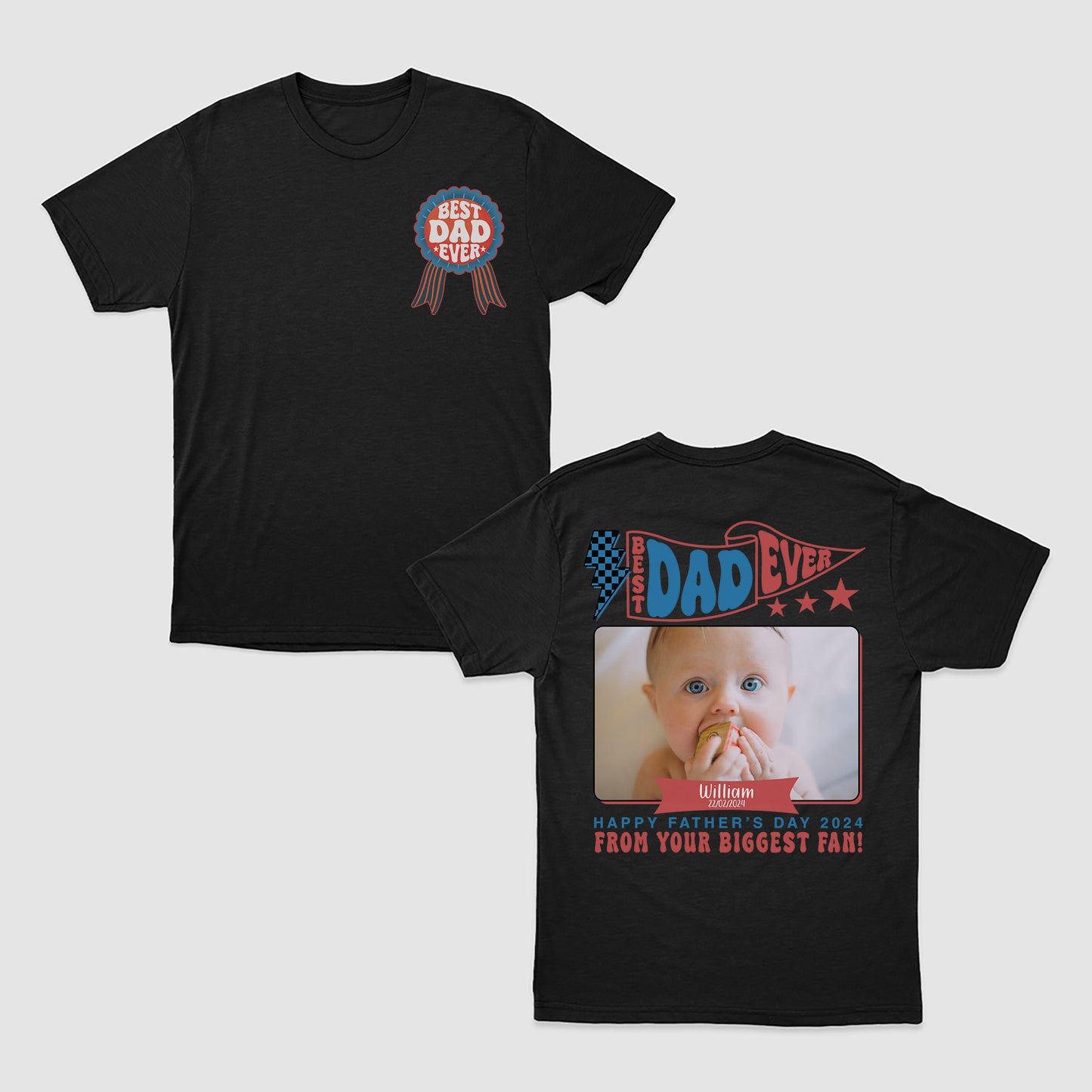 Best Dad Ever Shirt, Happy 2024 Father's Day Shirt, Custom Baby Shirt