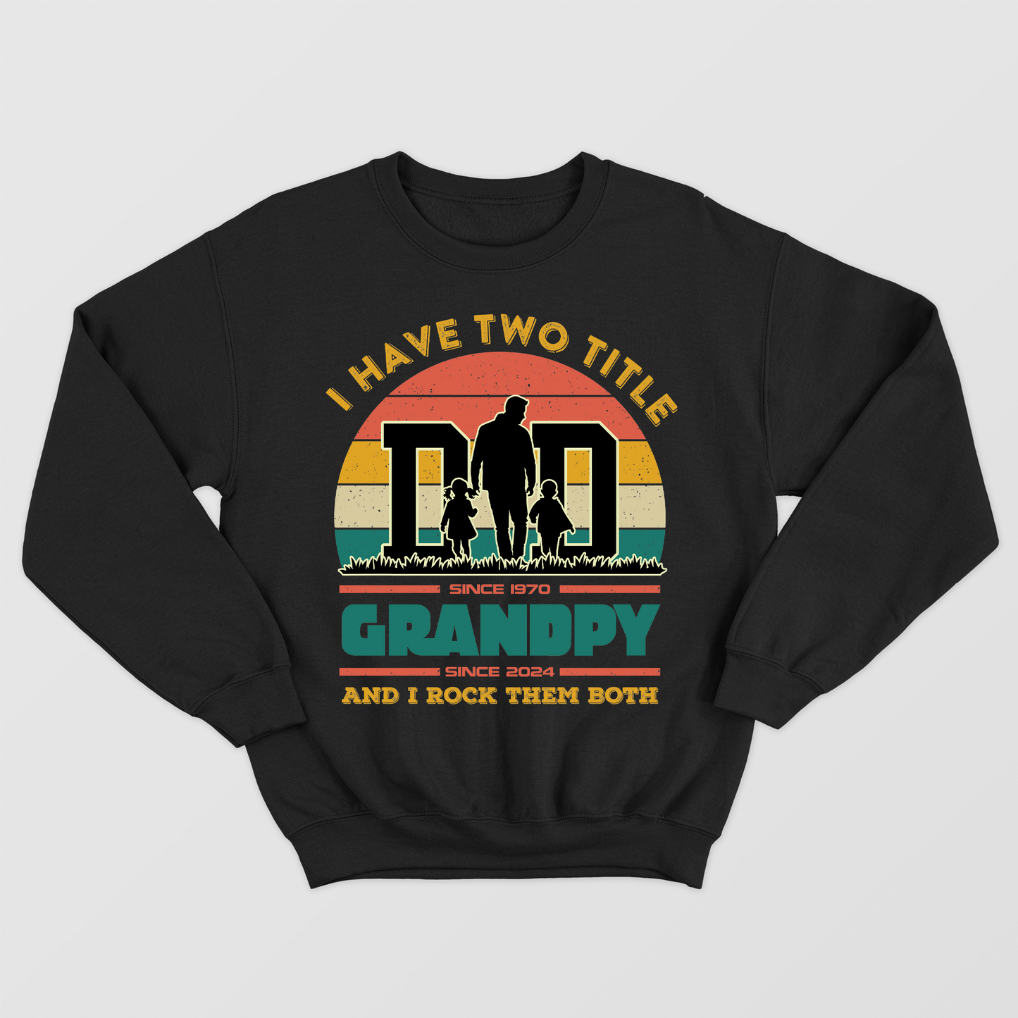 I Have Two Titles Dad And Granpy Shirt, Retro Father's Day Shirt, Customized Dad Shirt, Papa And Kids Shirt, Gift For Father