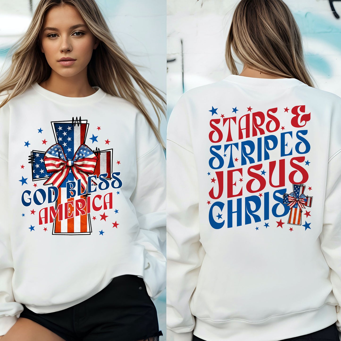 God Bless America Shirt, American Patriotic Shirt, Groovy Star Stripes Christ Shirt, 4th July Anniversary Shirt, Blessed Shirt