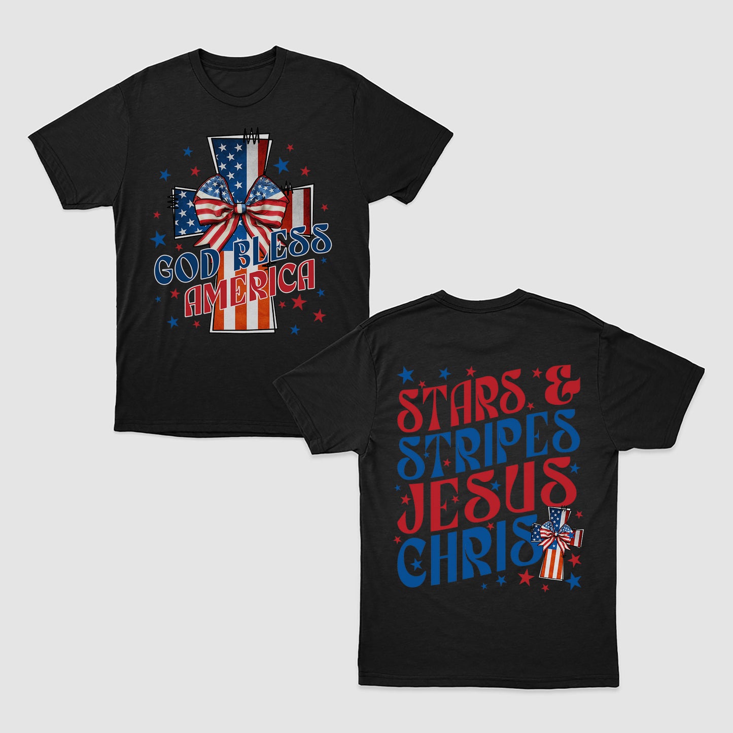 God Bless America Shirt, American Patriotic Shirt, Groovy Star Stripes Christ Shirt, 4th July Anniversary Shirt, Blessed Shirt