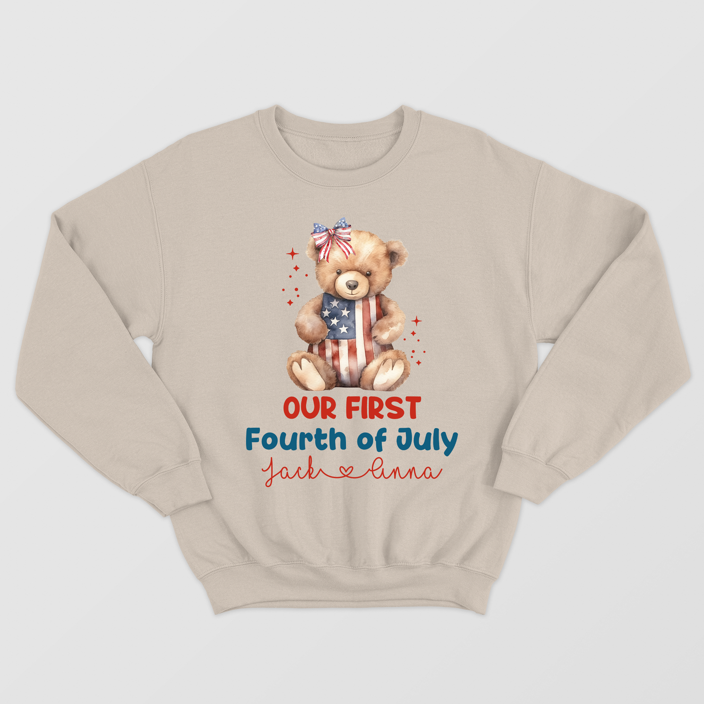 Cute Patriotic Bear Kids Shirt, My First 4th July Together Shirt, Custom Name Shirt For Kids And Moms, 4th July Birthday, Special Birthday Shirt