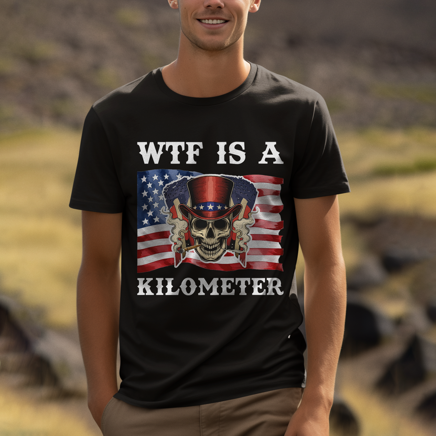 WTF Is A Kilometer Funny T-shirt, July 4th skeleton, Funny Cringey USA Meme T-Shirt, Independence Day Gift