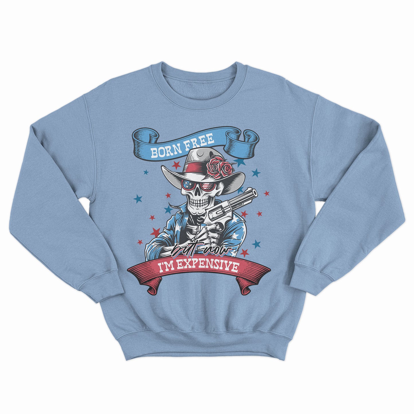 Born Free But Now I'm Expensive Shirt,  Retro 4th of July Sweater, Funny Skeleton Fourth of July, Retro America Independence Day Tee