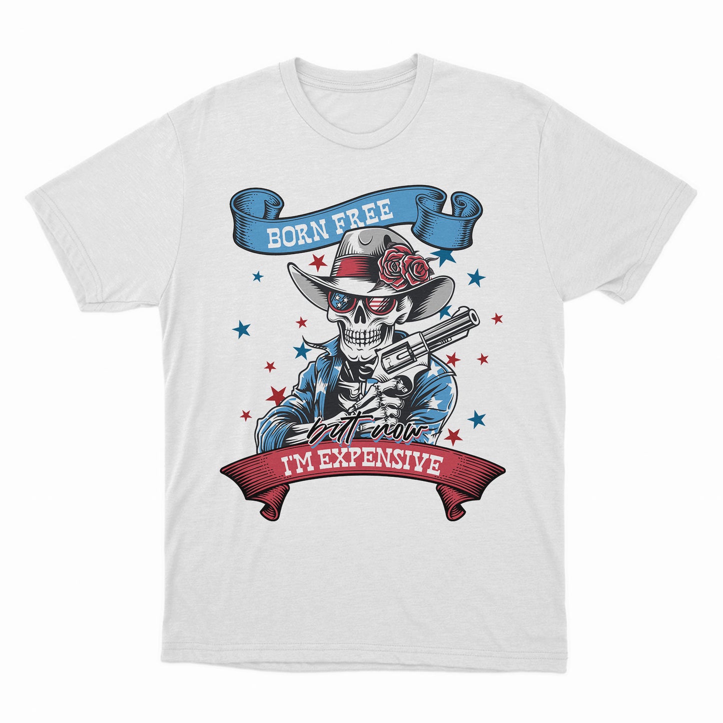 Born Free But Now I'm Expensive Shirt,  Retro 4th of July Sweater, Funny Skeleton Fourth of July, Retro America Independence Day Tee