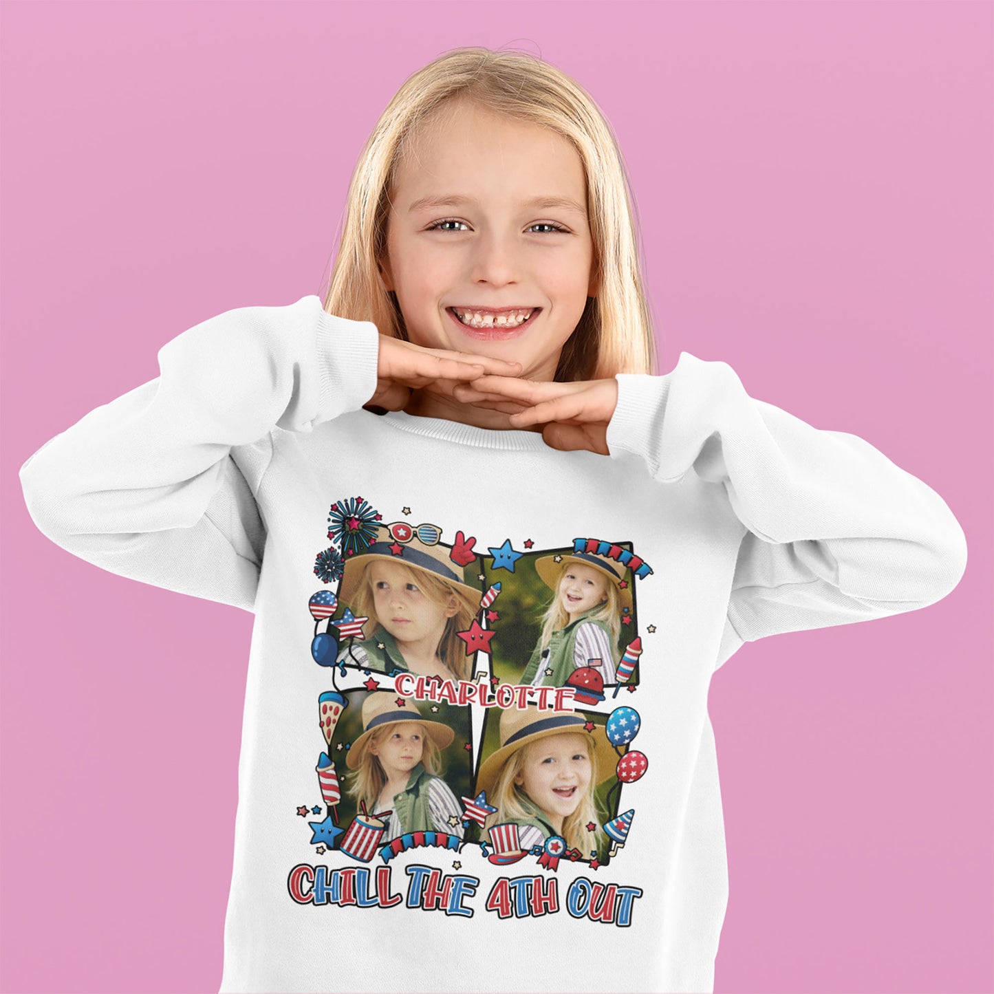 Chill The 4th Out Shirt, Personalized Collage Photo Kids Shirt, Cute Patriotic Shirt, Happy 4th July, Personalized Shirt