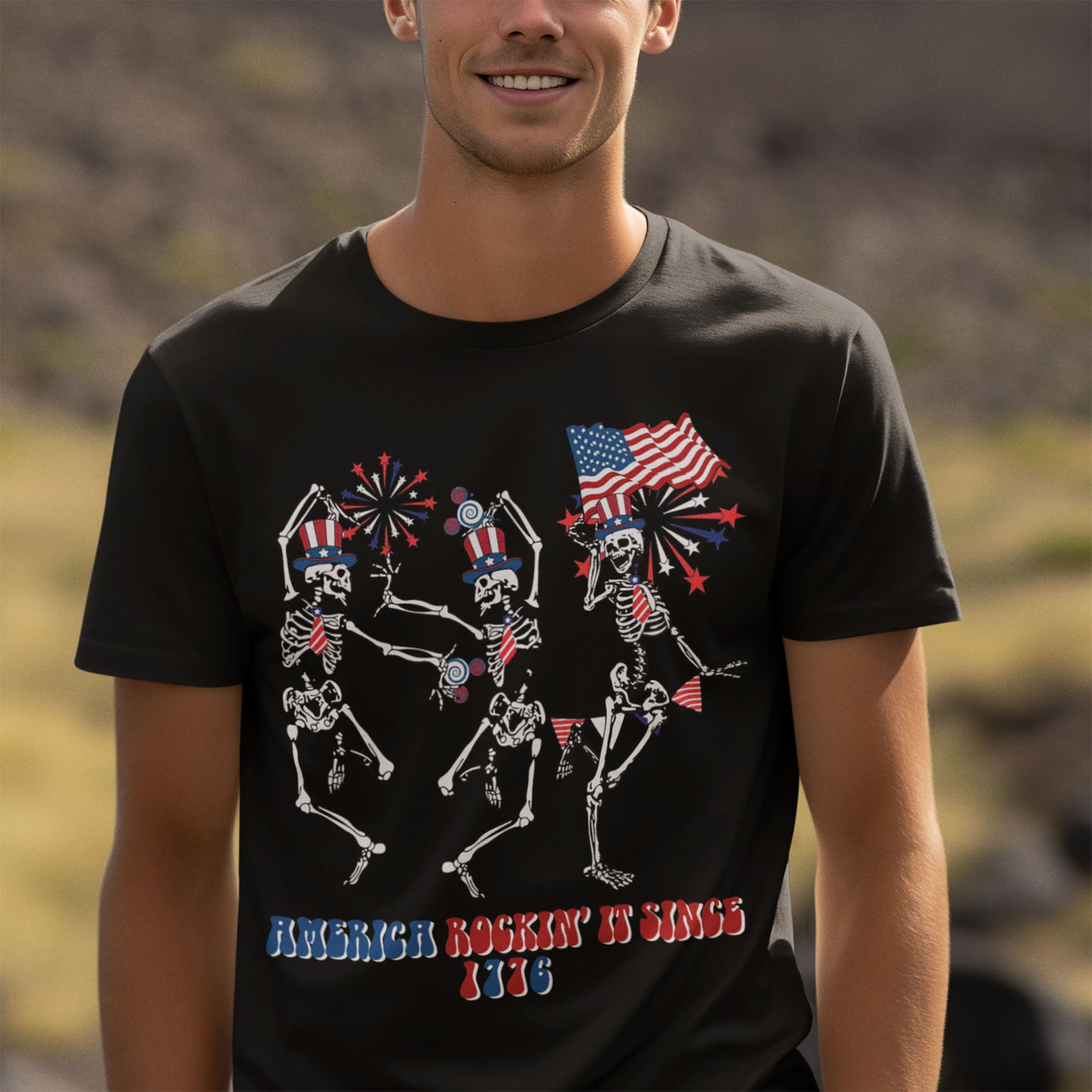 America Rockin It Since 1776 Shirt, 4th July Party Shirt, Funny Patriotic Skeleton Shirt, Happy Independence Day Shirt