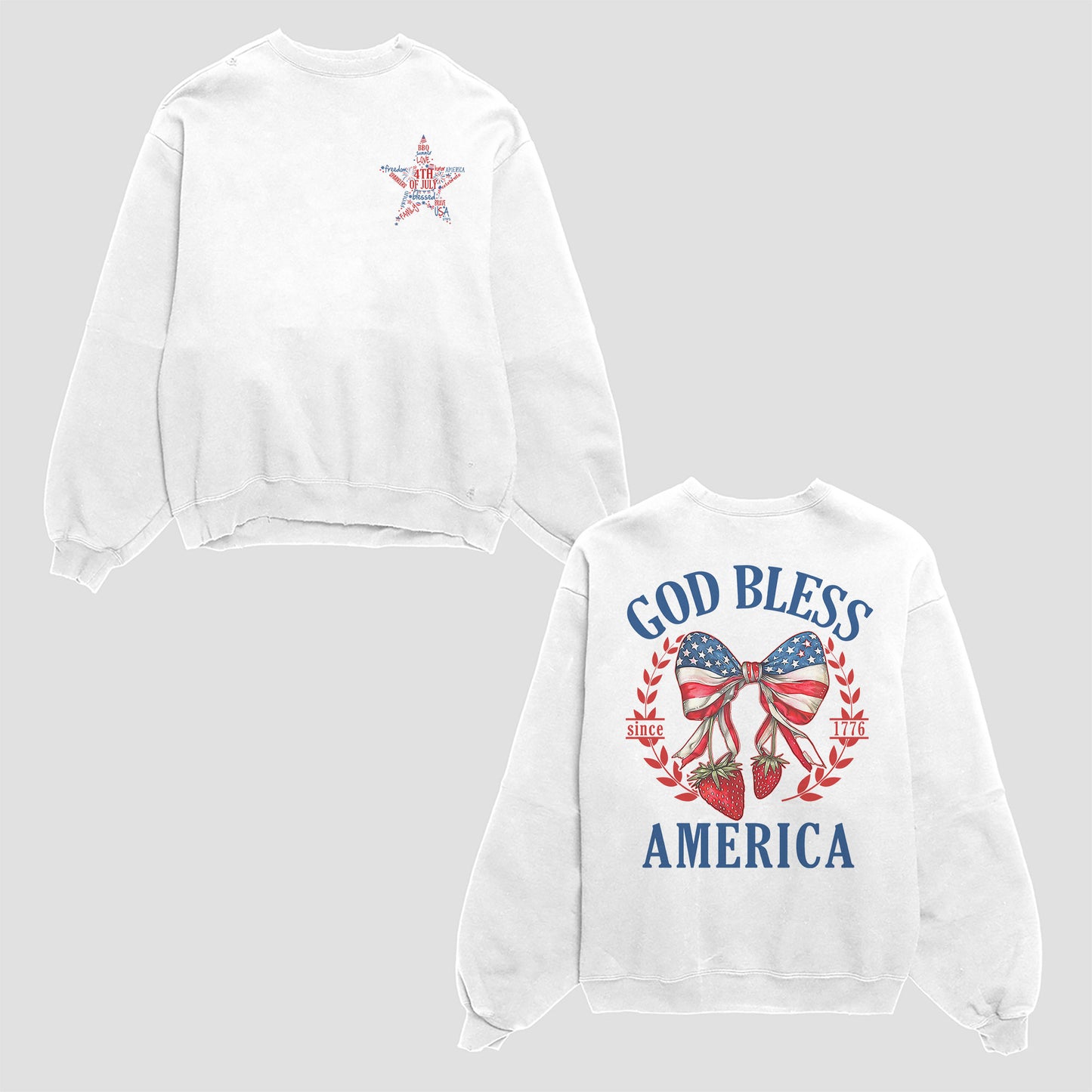 God Bless America Shirt, American Patriotic Shirt, Groovy Star Stripes Typography Shirt, Cute American Strawberry Coquette Shirt, Blessed Shirt