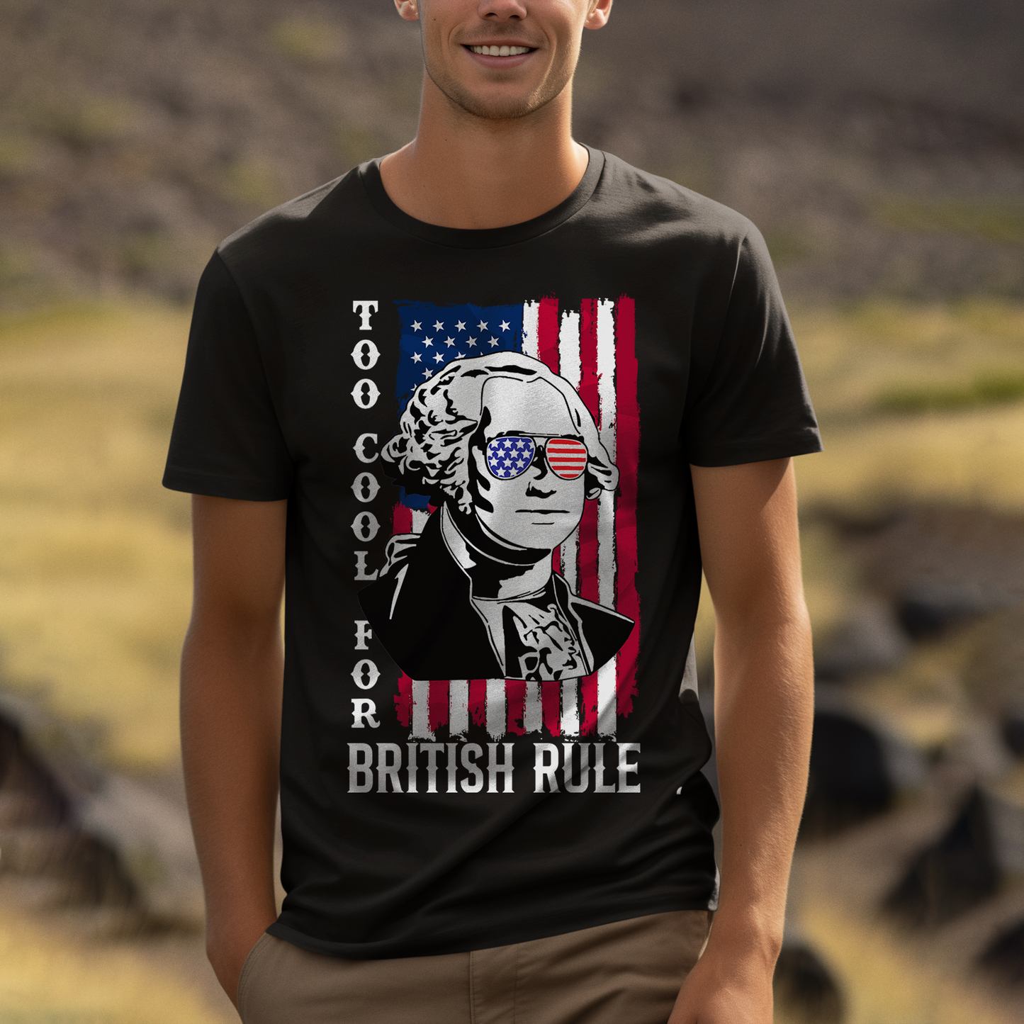 Too Cool For British Rule, George Washington Shirt, Funny 4th of July Shirt, USA Shirt, USA Graphic Tees