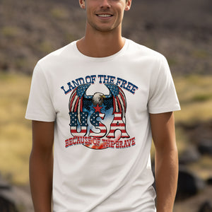 Land Of The Free Because Of The Brave Shirt, 4th July Anniversary Shirt, American Strong Eagle Shirt, Patriotic Shirt, 4th July Anniversary