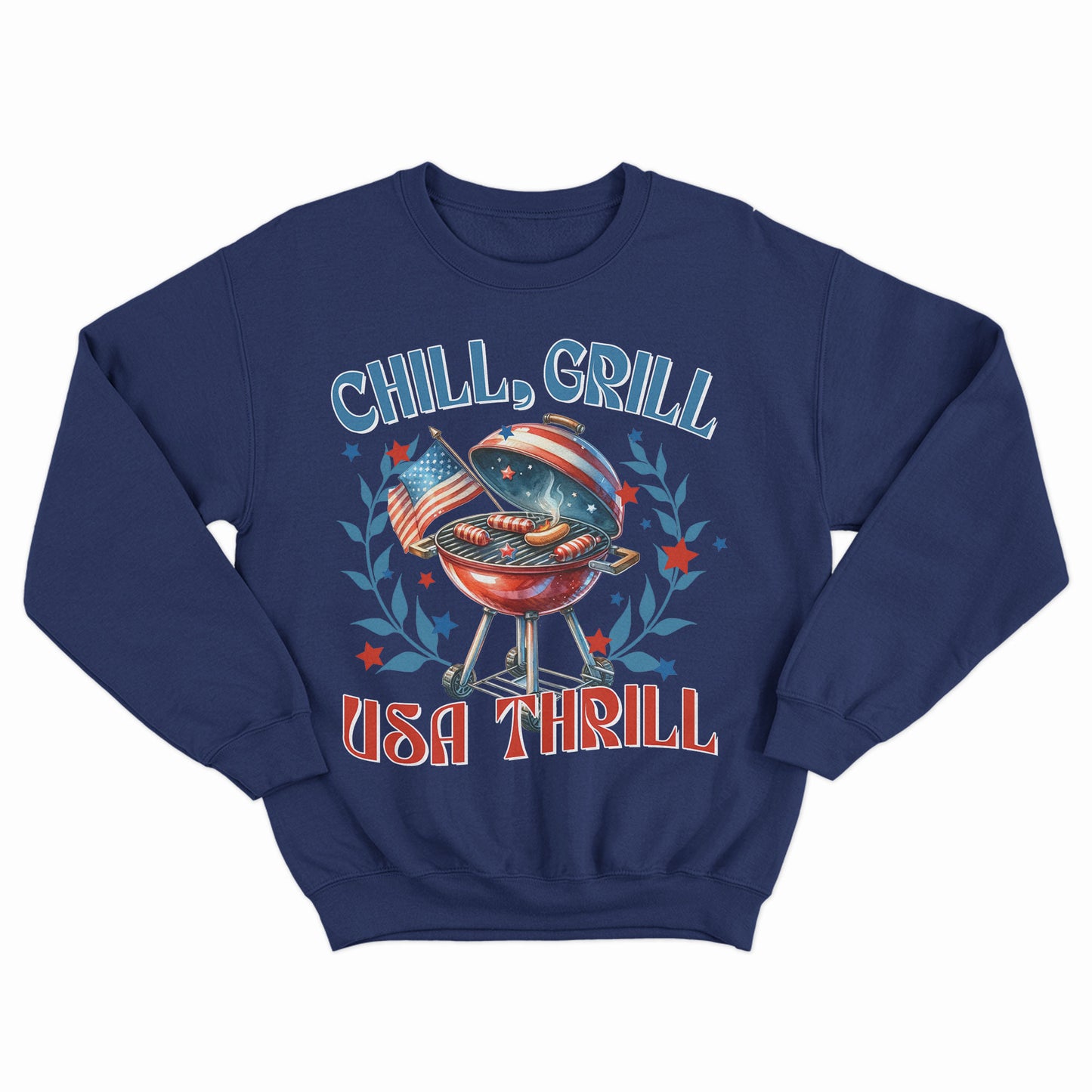 Chill Grill America Thrill Shirt, Funny Patriotic Saying Shirt, Gift For Patriotic, 4th July BBQ Shirt, BBQ Party Shirt, Celebrate 4th July