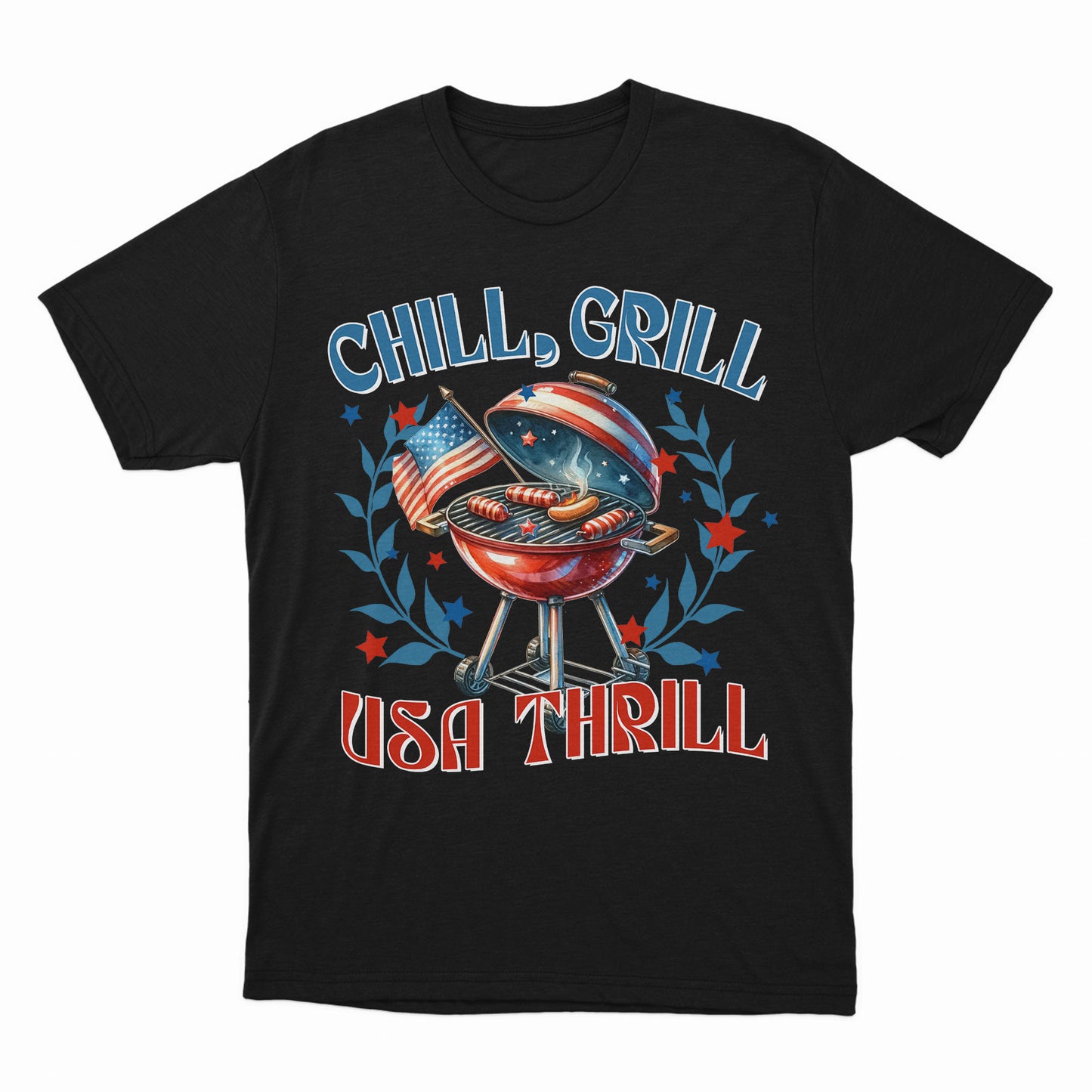 Chill Grill America Thrill Shirt, Funny Patriotic Saying Shirt, Gift For Patriotic, 4th July BBQ Shirt, BBQ Party Shirt, Celebrate 4th July