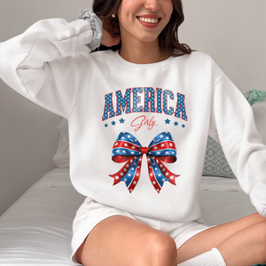 American Girly Shirt, 4th of July Outfit for Girls, Retro Independence Day Tee for Women, Patriotic Coquette Shirts