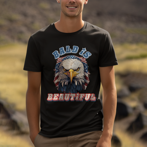 Bald Is Beatiful Shirt, Funny American Bald Shirt, Patriotic Shirt, USA Flag Shirt, American Meme Shirt, 4th July Anniversary Gift Shirt, USA Eagle Shirt