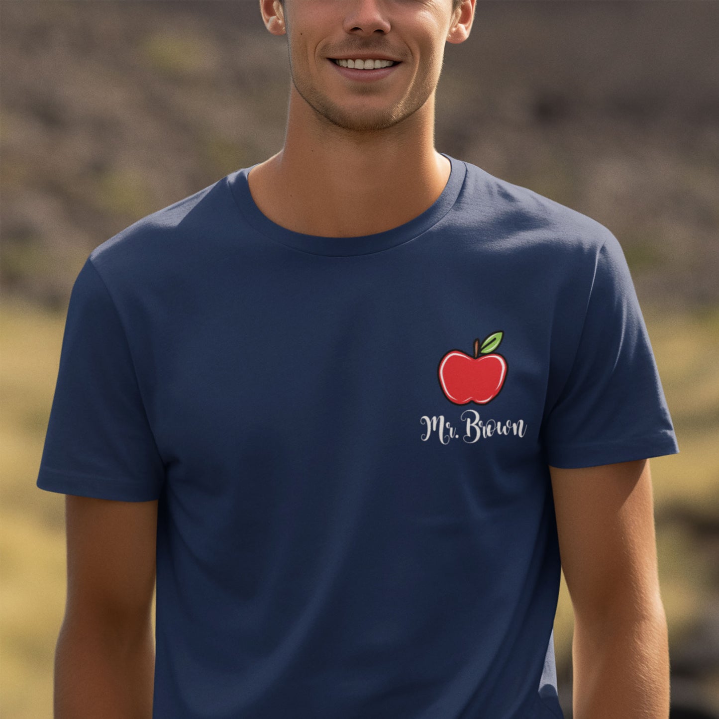 Custom Teacher Name Shirt, Personalized Teacher Name Pocket Apple TShirt, Gift for Teacher, Back to School, Funny Teacher Shirt