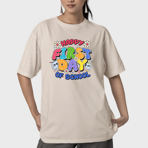 Happy First Day Of School Shirt, Retro Cute Flower Doodle Shirt For Kids, Back To School 2024 Shirt, Welcome Back To School