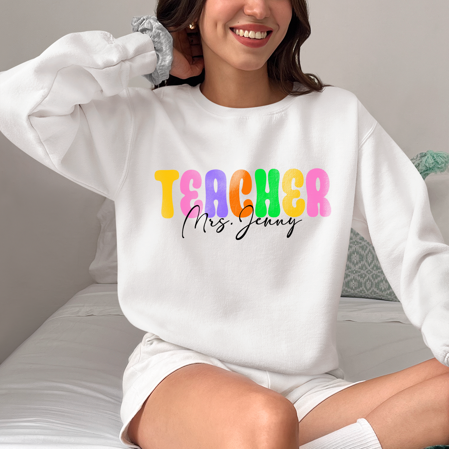 Custom Name Shirt For Teacher, Gift For Teacher, Cute Groovy Teacher Shirt, Back To School 2024