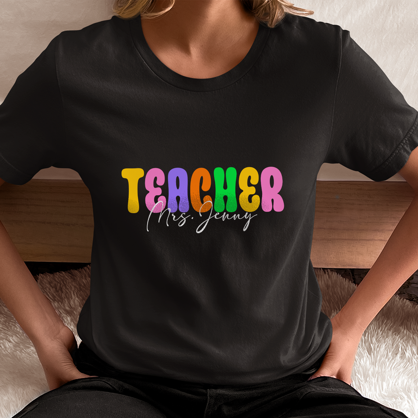 Custom Name Shirt For Teacher, Gift For Teacher, Cute Groovy Teacher Shirt, Back To School 2024