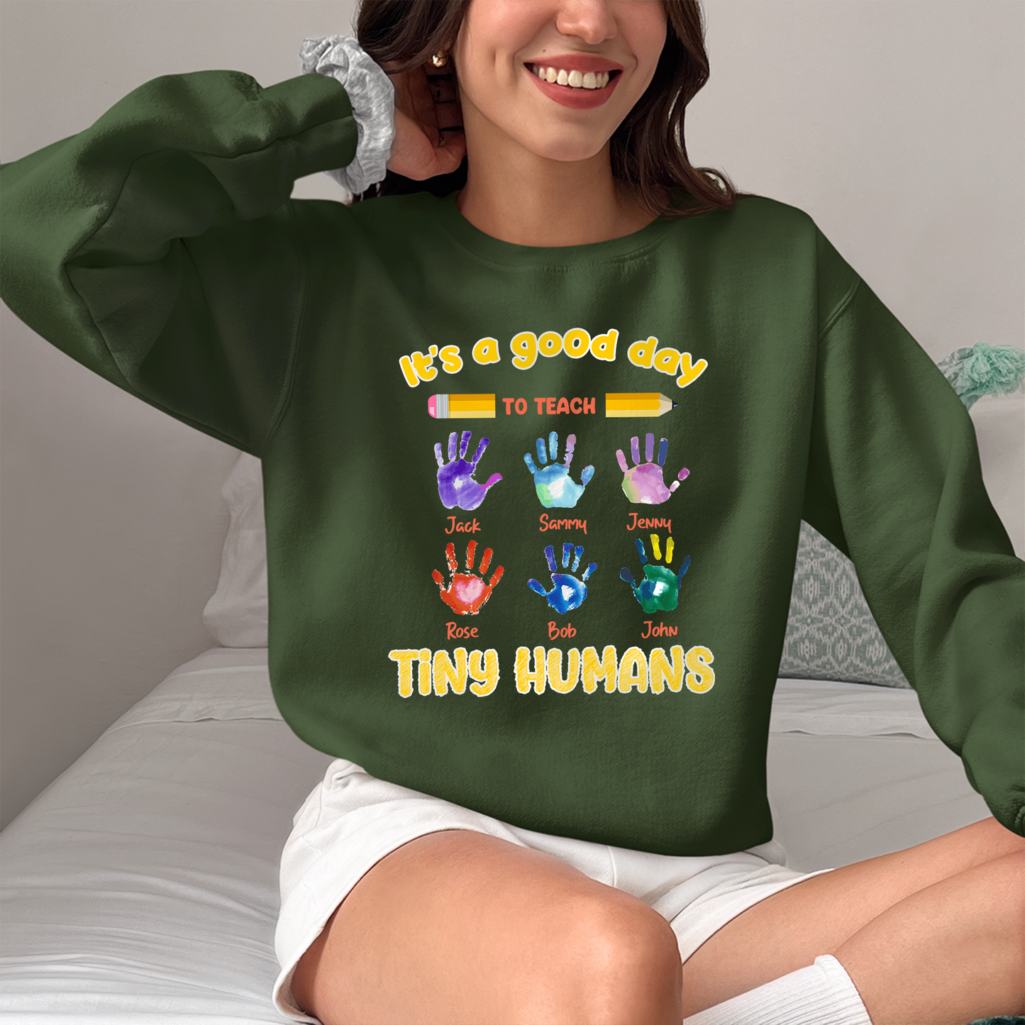 It's A Good Day To Teach Tiny Human Shirt, Teacher Appreciation Shirt, Custom Shirt For Teacher, Colorful Hand Shirt