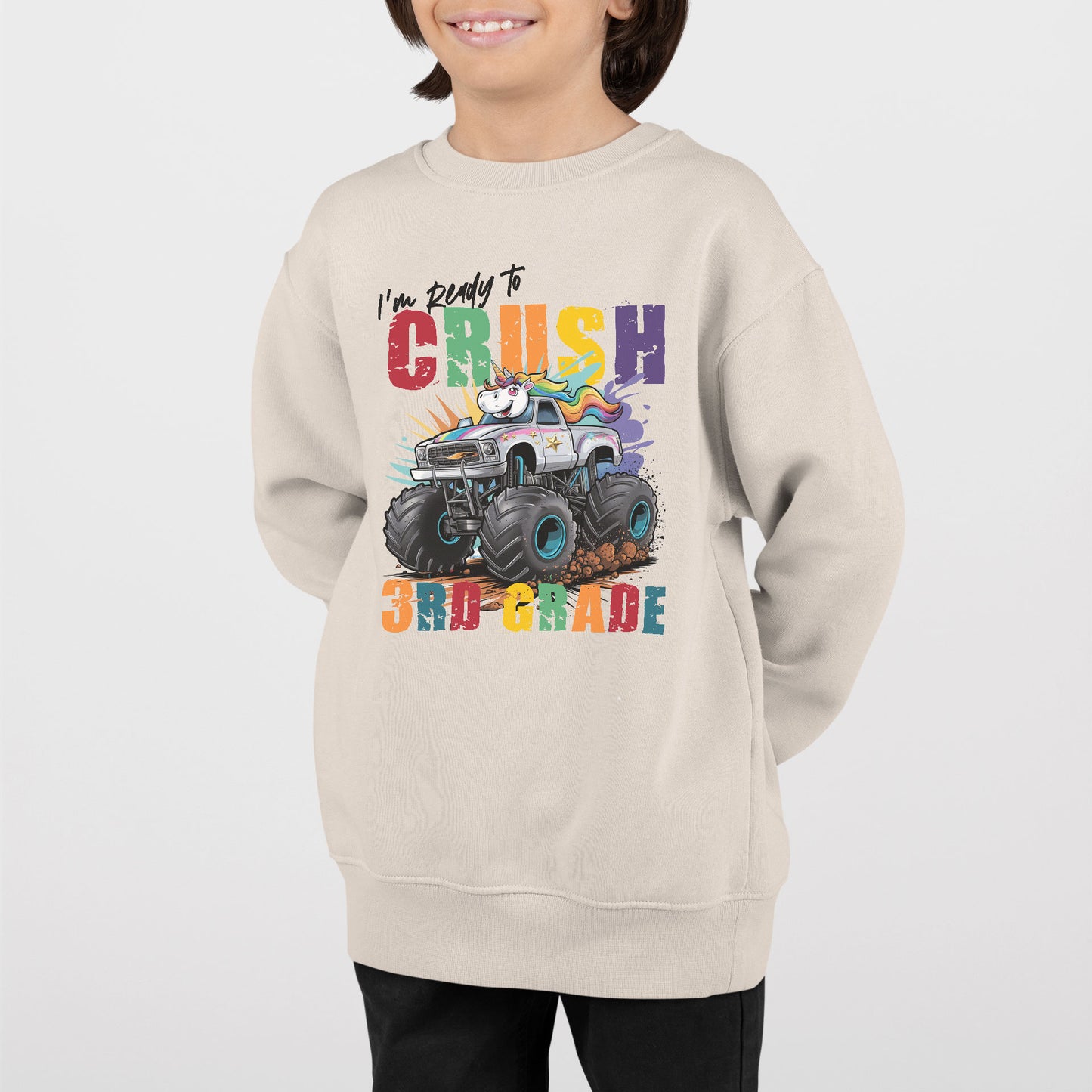 I'm Ready To Crush New Level Shirt, Cute Unicorn Monster Truck Shirt, Gift For Kids, Happy First Day Of School