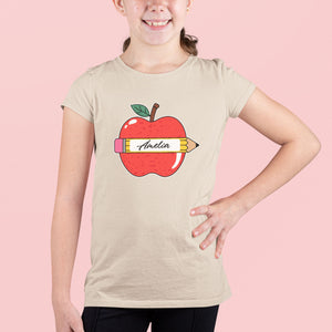 Funny Basic School Shirt, Apple And Pecil Kid Shirt, Custom Kid Shirt, School Supplies Shirt, Back To School Shirt