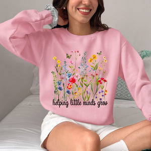 Helping Little Minds Grow, Custom Teacher Shirt, Floral Teacher Shirt, Teacher Appreciation,