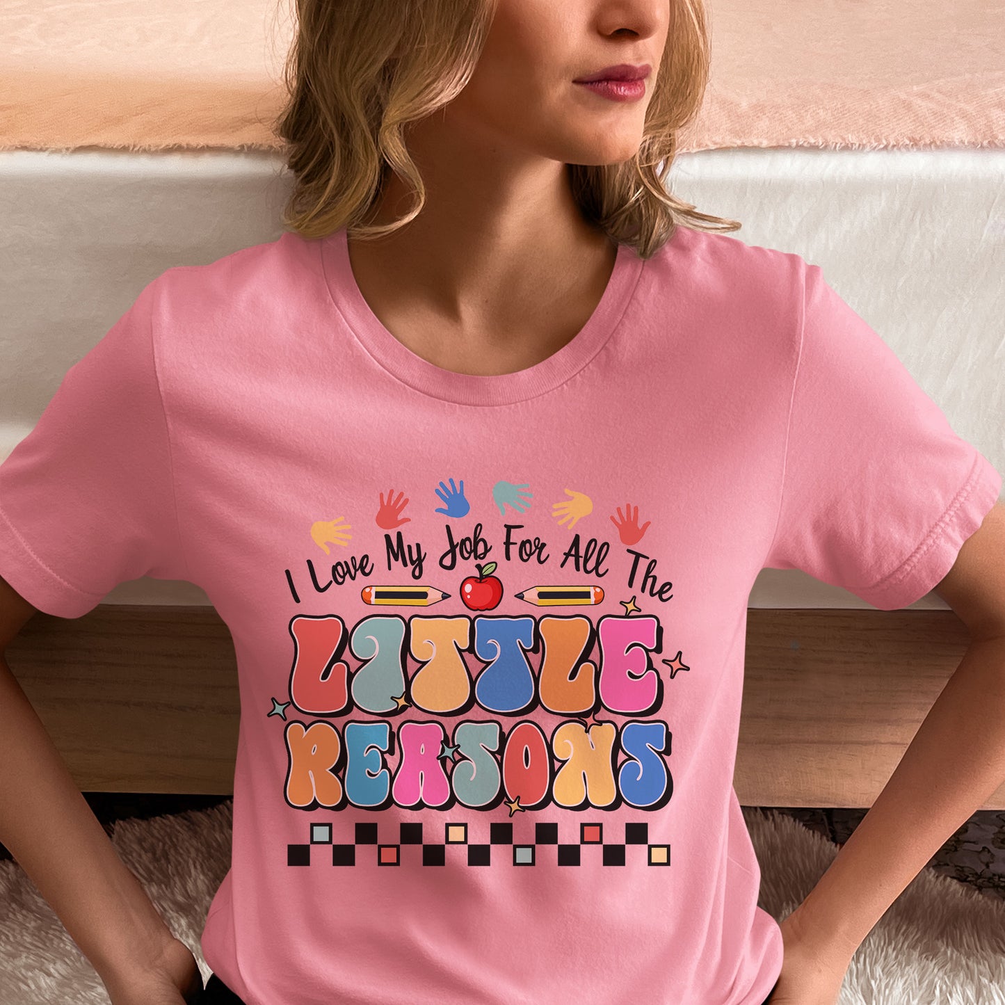 I Love My Job for All the Little Reasons Shirt, Colorful painted hands of little children shirt, Teacher Love Outfit, Teacher Gift, School Counselor