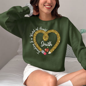 Teaching Is a Work of Heart shirt, Custom Name Teacher shirt, New Teacher Gift, Inspirational Teacher Shirts, Teach Love Inspire