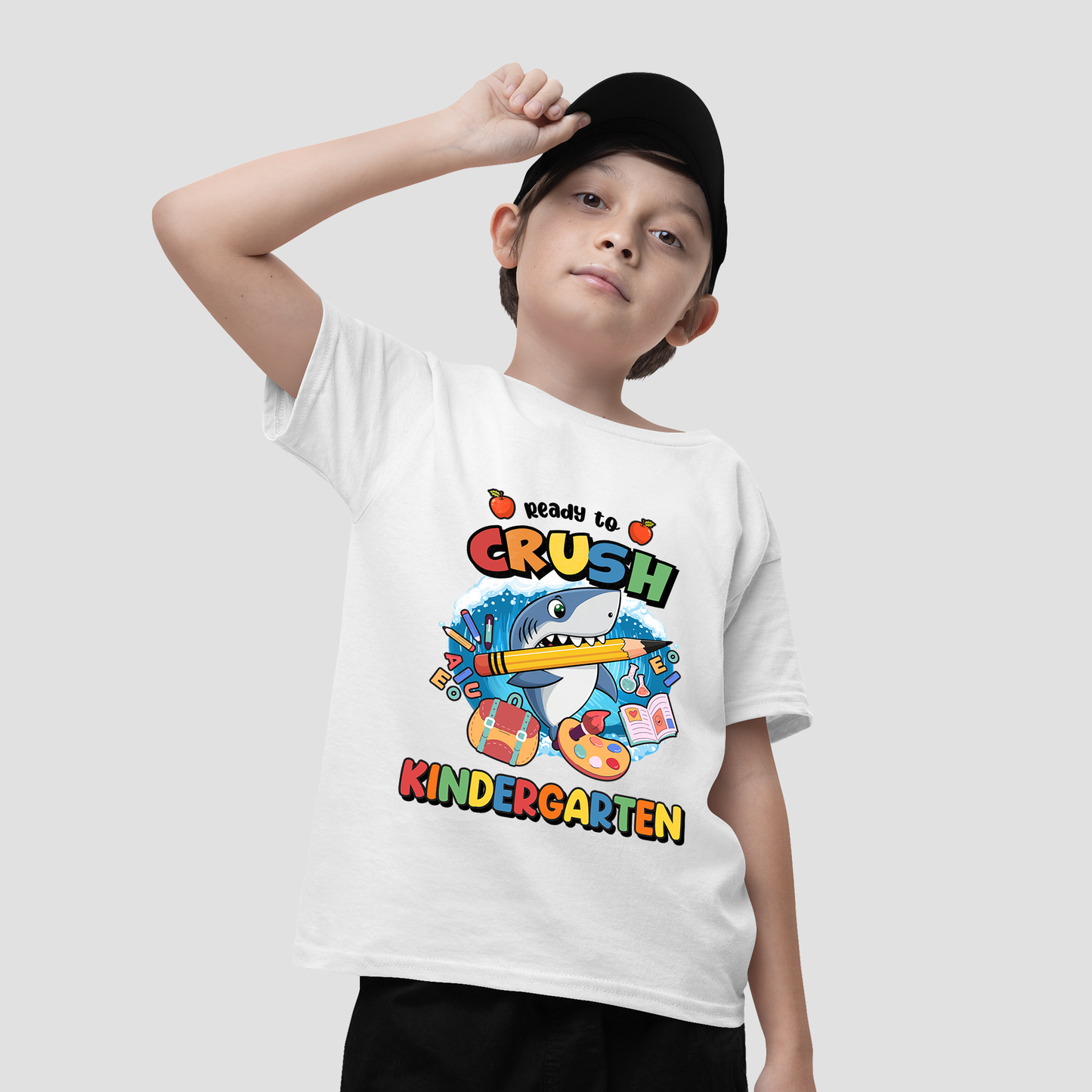 Funny Cute Little Shark Shirt, Ready To Crush Kindergarten, Crush New Grade Shirt, Back To School Gift For Kids