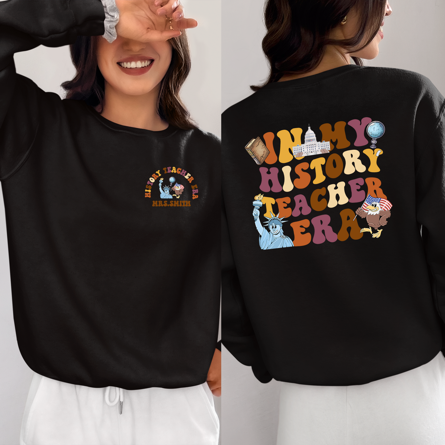 Retro Groovy In My History Teacher Era Shirt, Gift For History Teacher, Teacher Appreciation Shirt, Custom Teacher's Name Shirt