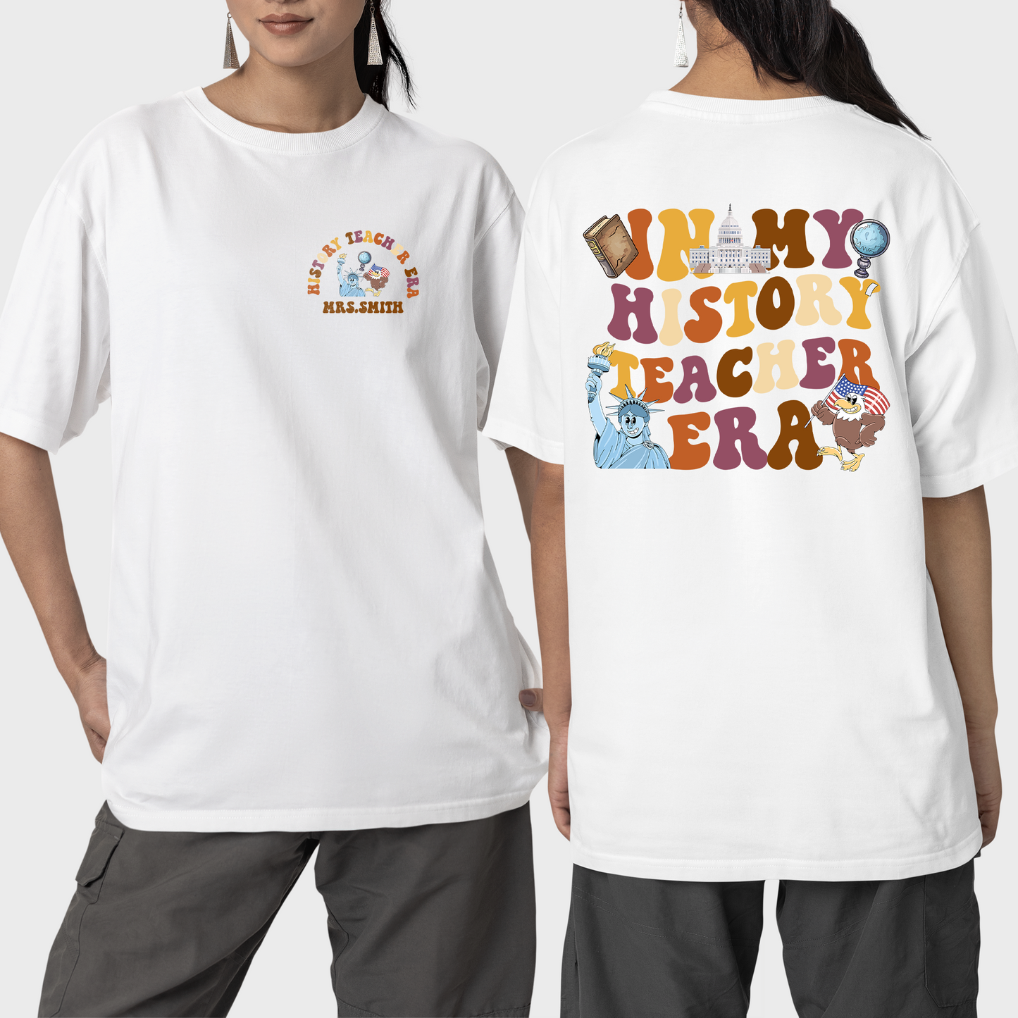 Retro Groovy In My History Teacher Era Shirt, Gift For History Teacher, Teacher Appreciation Shirt, Custom Teacher's Name Shirt