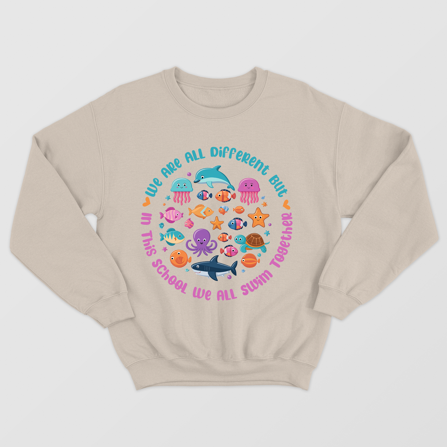 We Are Different But In This School We All Swim Together Shirt, Ocean Animal Outfit, Underwater Sea Turtle Apparel,Animal Tee, Back to school shirt, Teacher gift