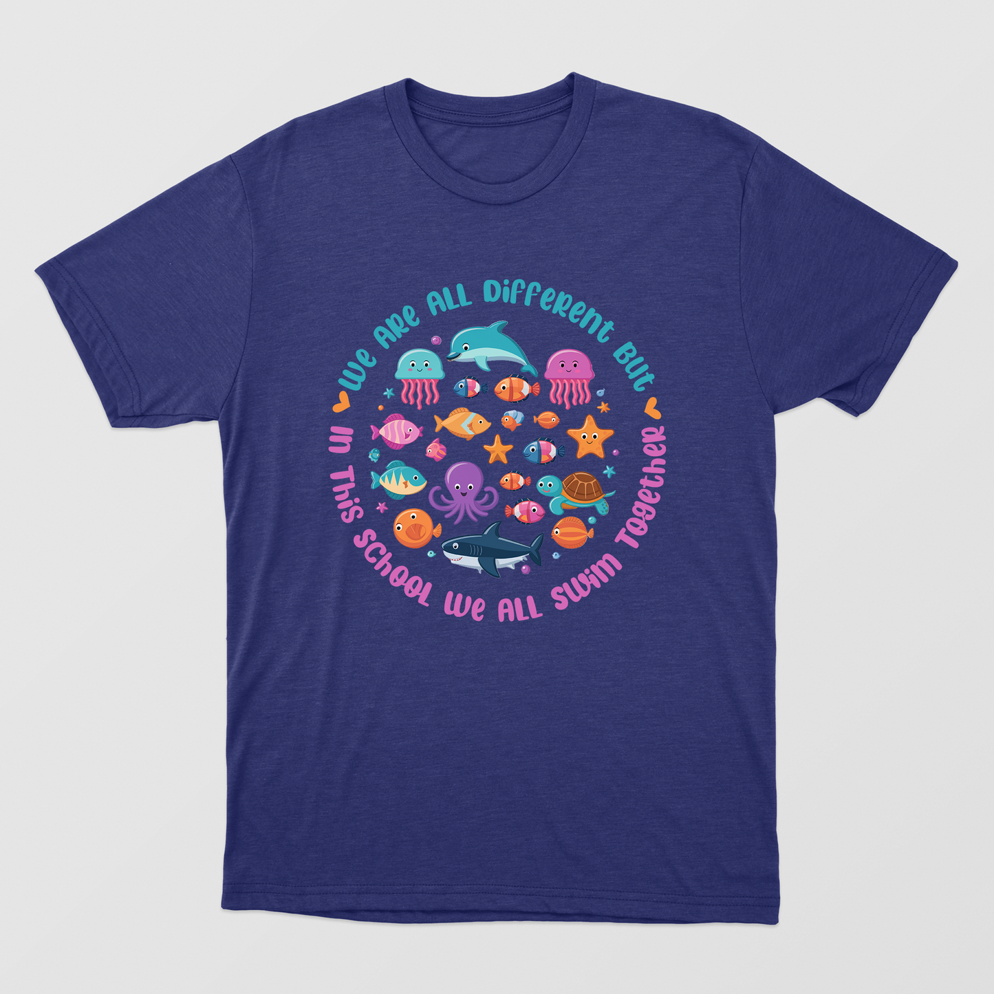 We Are Different But In This School We All Swim Together Shirt, Ocean Animal Outfit, Underwater Sea Turtle Apparel,Animal Tee, Back to school shirt, Teacher gift