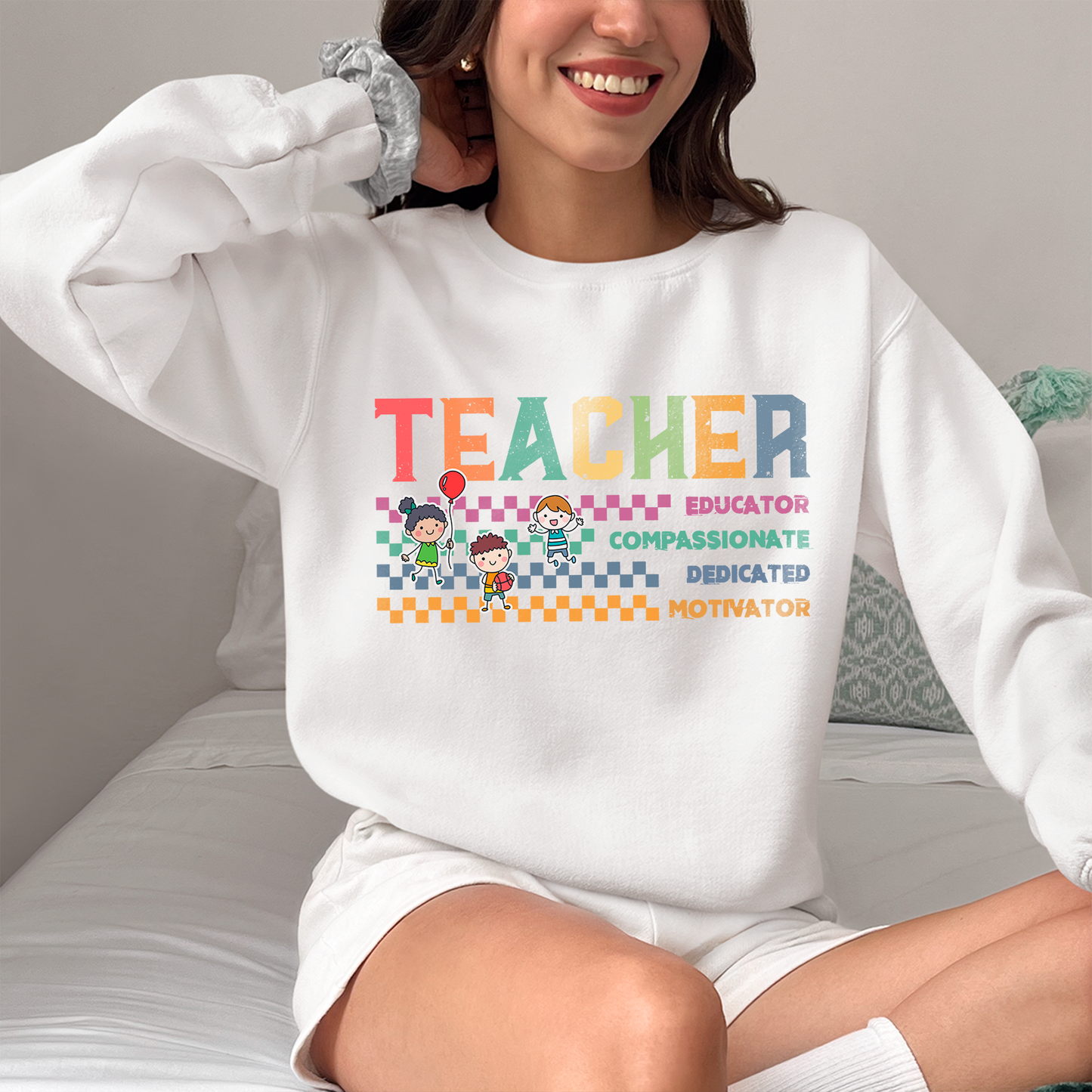 Teacher Educator Compassionate Dedicated Motivator Shirt, Checkerboard School Shirt, Teacher Appreciation Gift