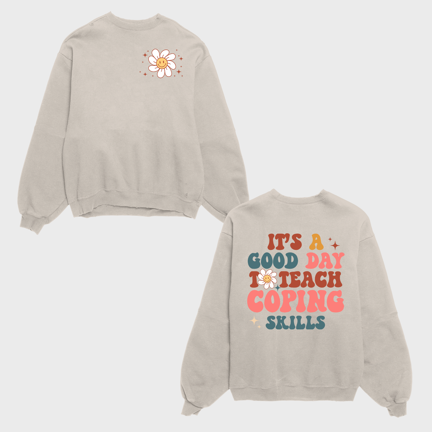 It's A Good Day To Teach Coping Skills , Groovy Smiley Flower Bundle shirt, Women's Mental Health Shirt