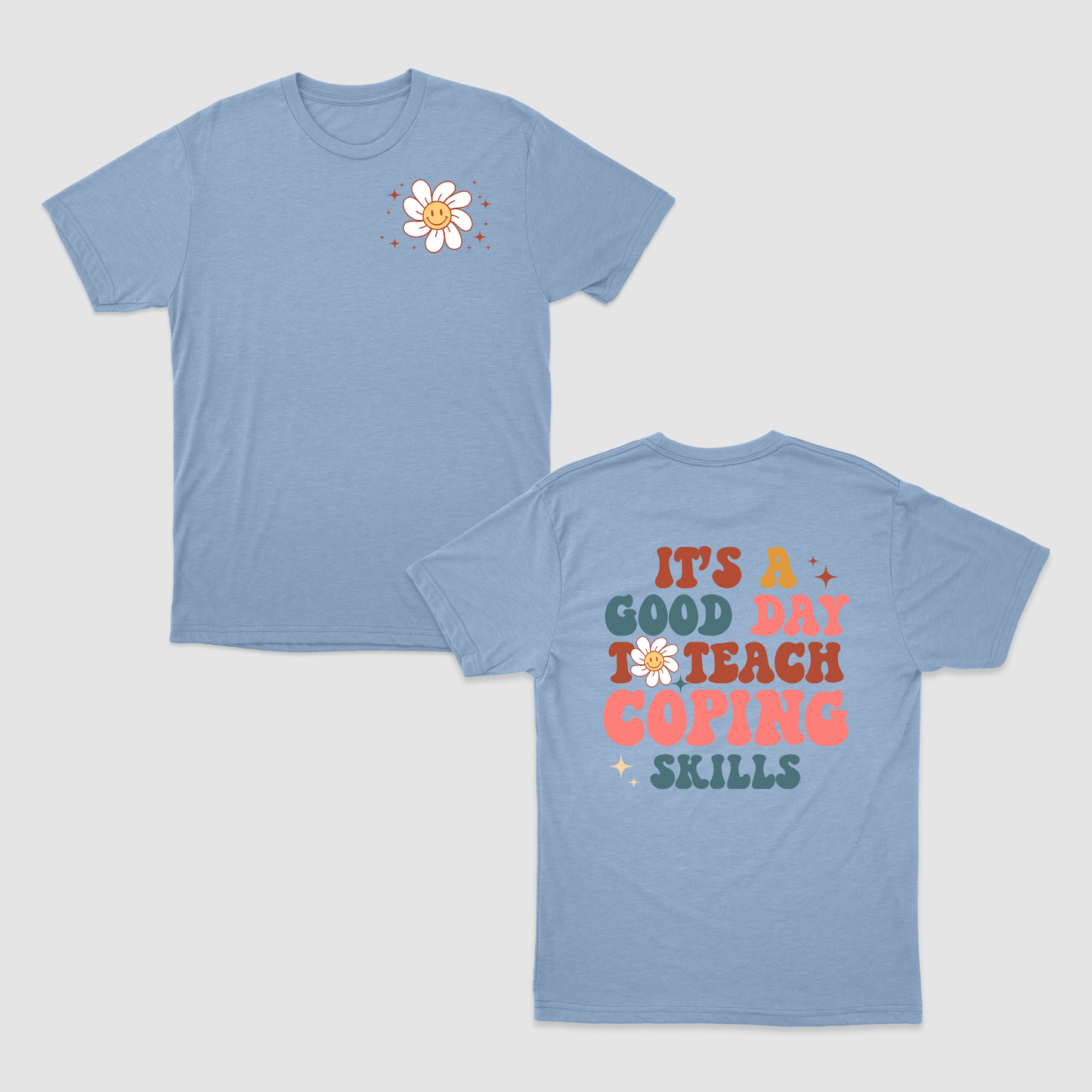 It's A Good Day To Teach Coping Skills , Groovy Smiley Flower Bundle shirt, Women's Mental Health Shirt