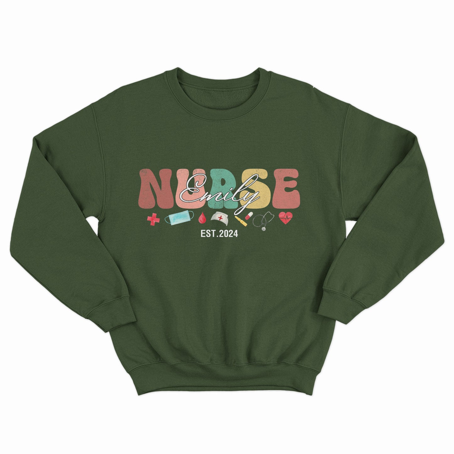 Custom Nurse Shirt, Retro Nurse Shirt, Graduation Gift For Nurse Gifts,  Registered Nurse Gifts, Nurse Est Crewneck