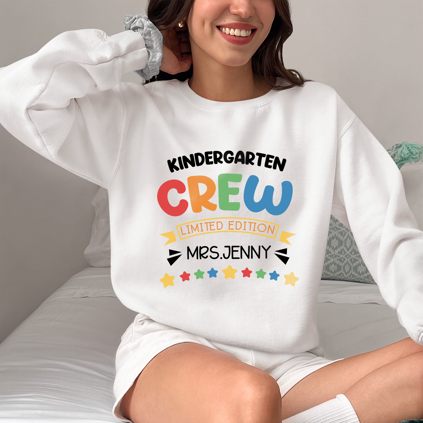 Retro Kindergarten Crew Limited Edition Shirt, School Teacher Crew Shirt, Custom Name Shirt, Teacher Gift Shirt